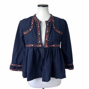 Lucky Brand Tie Front Cardigan Embroidered #147